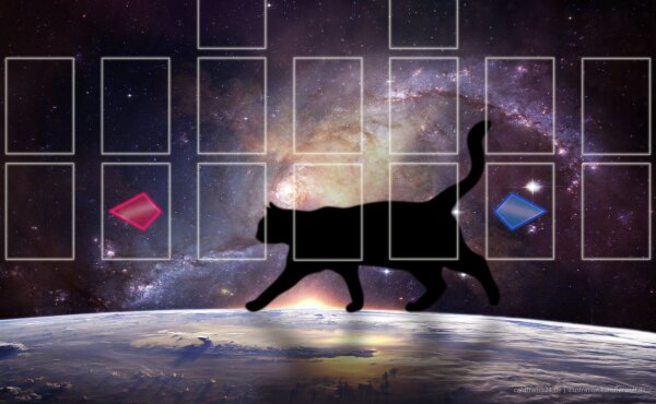 Playmat "Nachtkatze" Spielmatte Spielunterlage mit Yu-Gi-Oh! Zonen